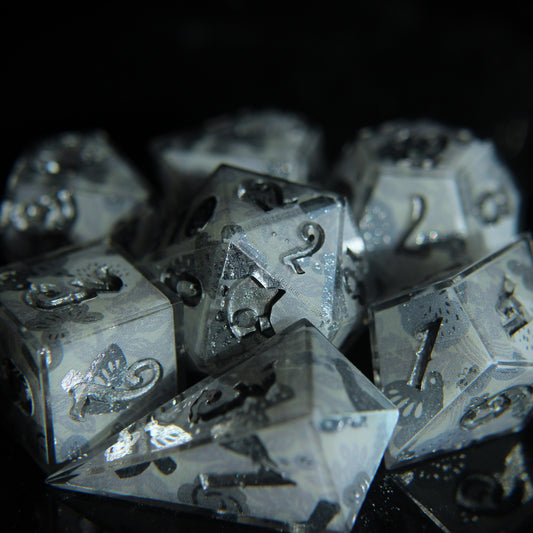 Silver Feather 7-piece Dice Set