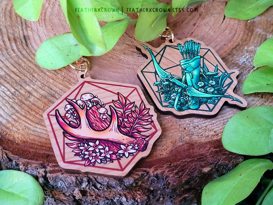 RPG Class Terrarium Wooden Keychains